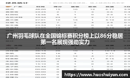 广州羽毛球队在全国锦标赛积分榜上以86分稳居第一名展现强劲实力